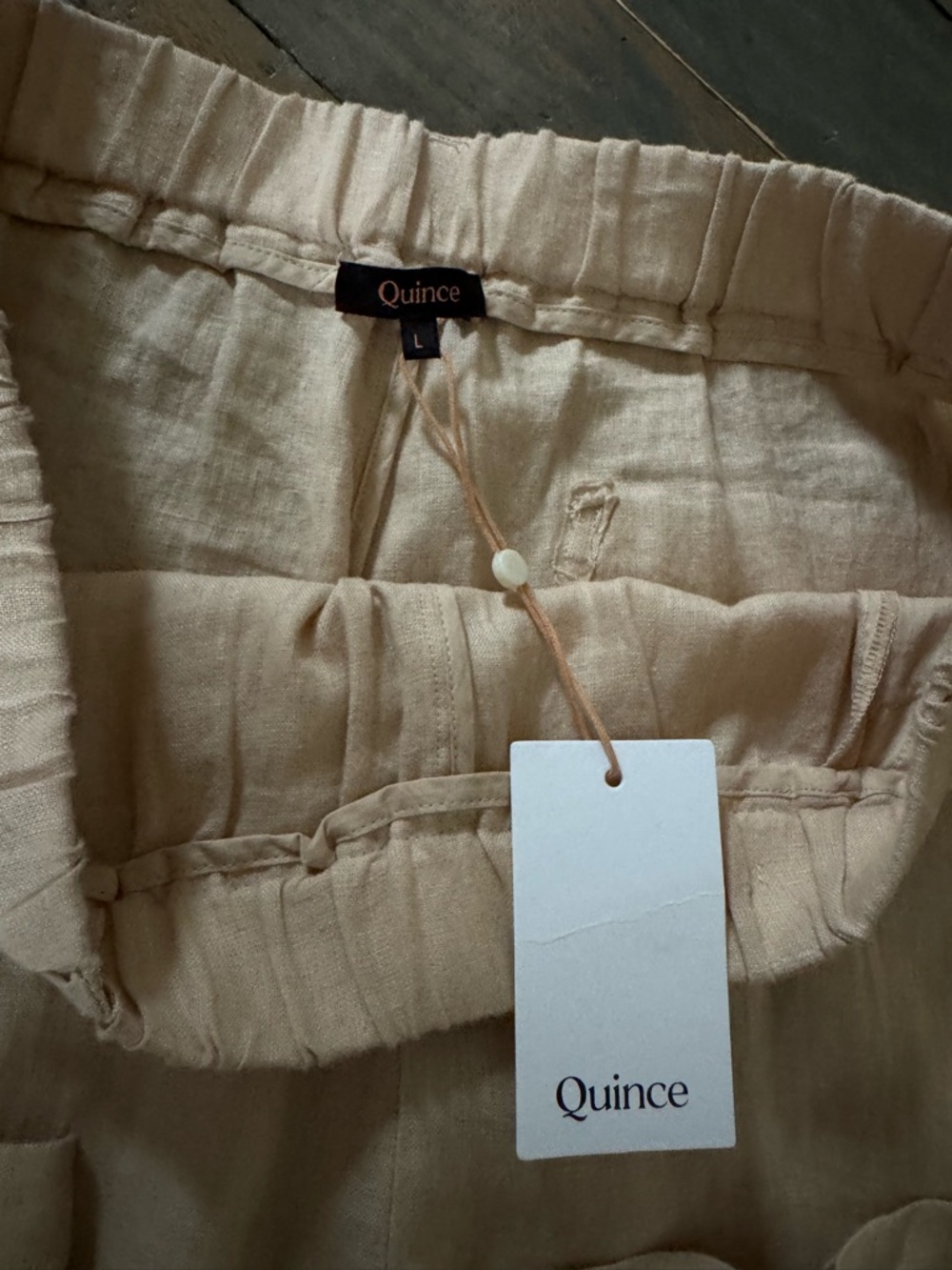 Quince Light Beige 100% Linen Blend Pants size Large
